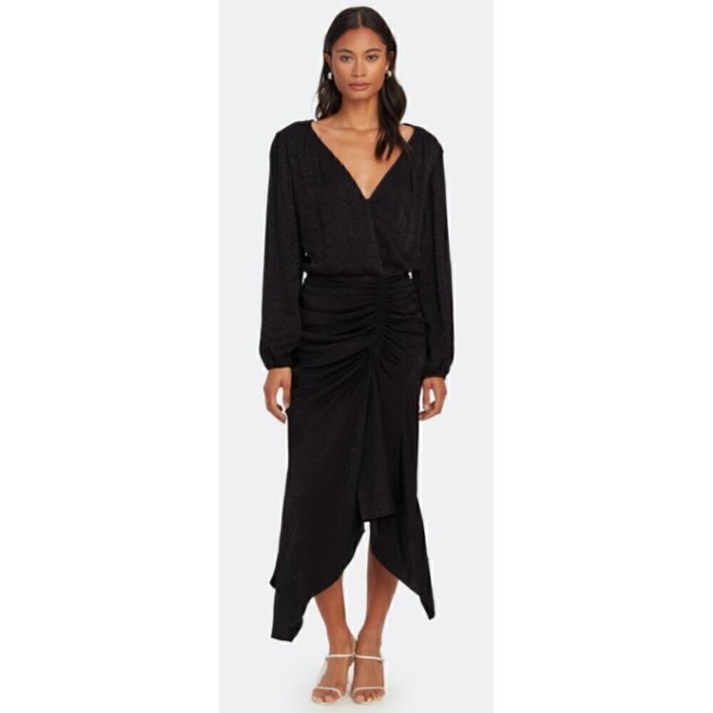Krisa Black Long Sleeve High Low Surplice Dress Sz. XS